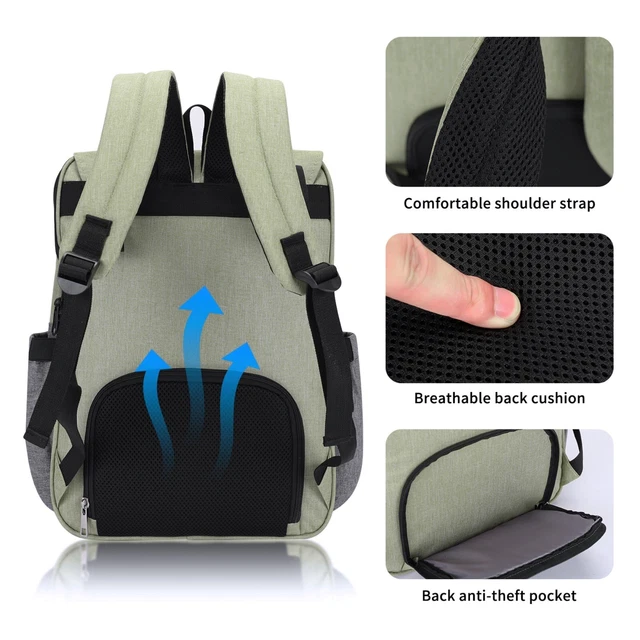 Large Baby Backpack Diaper Bag with Expanding Changing Station, USB Port 7