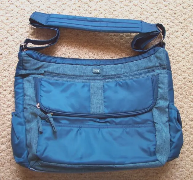 Lug Hula Hoop Multi-Use Diaper Messenger Crossbody Carry All Gym Travel Bag Blue