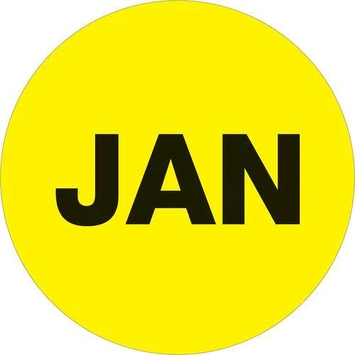 TAPE LOGIC MONTHS of the Year Labels, “JAN”, 1" Circle, Fluorescent