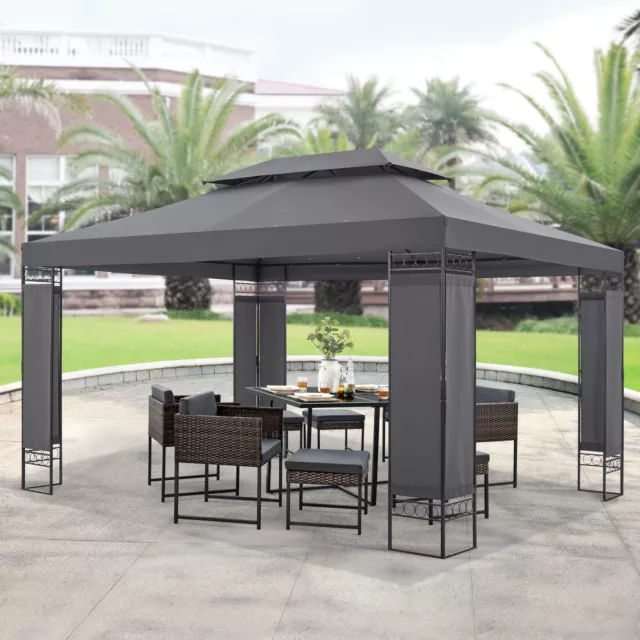 [en.casa] Pavillon Gartenpavillion Gartenzelt Partyzelt Festzelt 4x3m Dunkelgrau