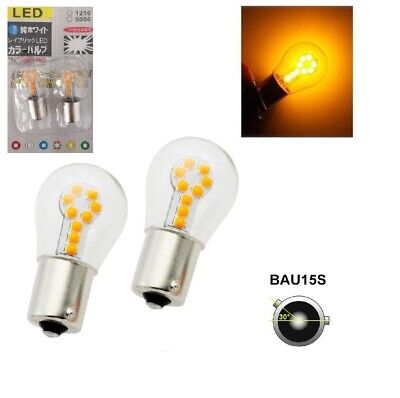 Blister de 2 Ampoules à LED Orange 12V Culot BAU15S (PY21W) Épingles Asymétrique