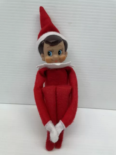 Elf On The Shelf Knee Hugging Brown Hair Blue Eyes Christmas