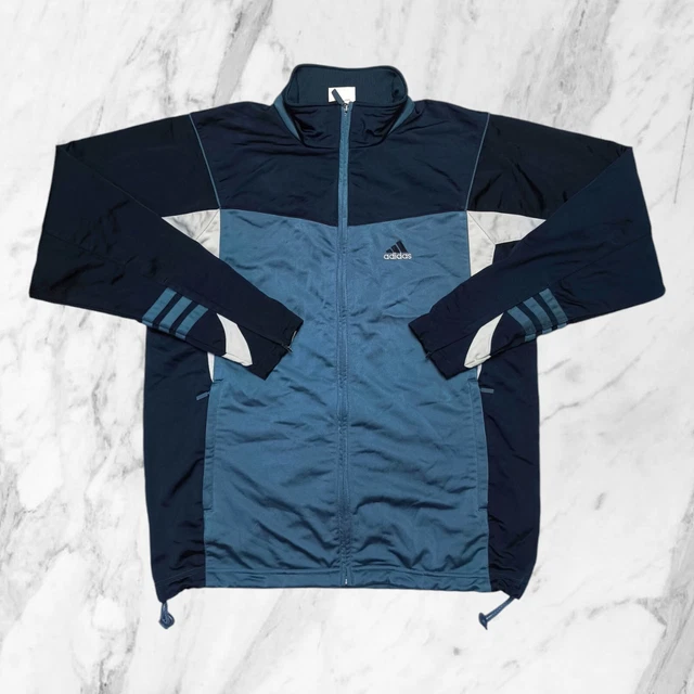 ADIDAS VINTAGE FELPA Zip Uomo Big Logo Blu Azzurra Giacca Tuta Tasche Taglia L EUR 39 90 PicClick IT