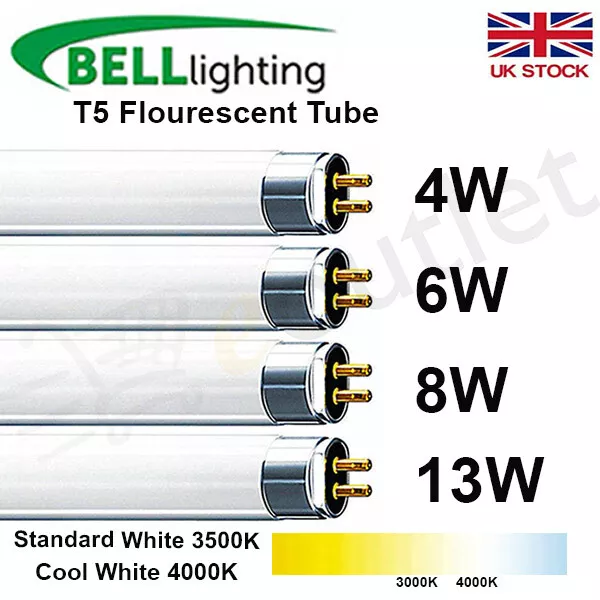 BELL T5 Fluorescent Tubes Strip Light Bulbs 4W 6W 8W 13W - Cool / Standard White