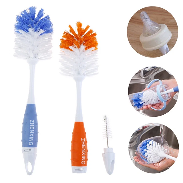 2 in 1 Baby Feeding Milk Bottle Nipple Nozzle Cup Cleaner Brush Cleaning TDss-DB