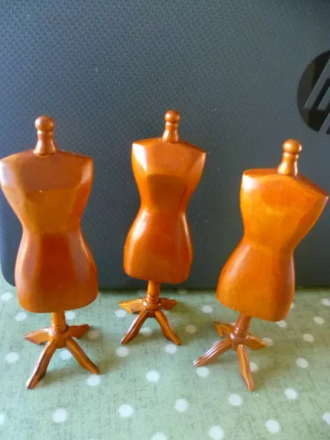 Wooden Tailors Dummy 1:12 Scale Dolls House Dress Making Mannequin  x 3