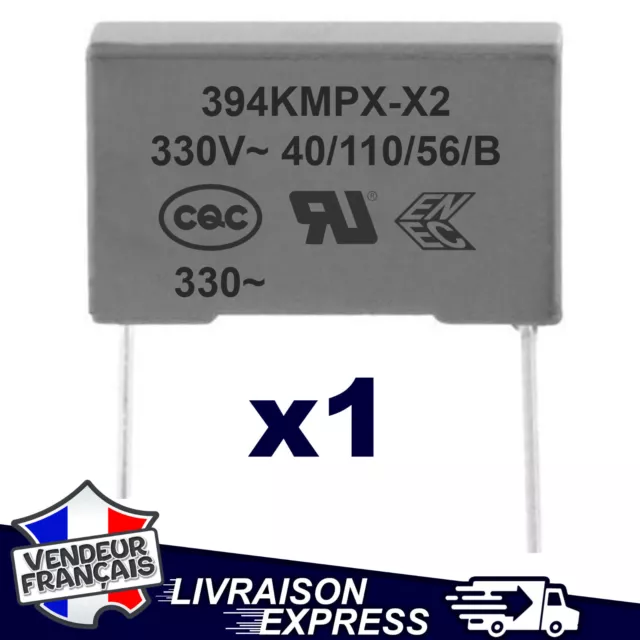 1 x CONDENSATEUR MKP62 X2 0.39µF 0.39uF 394K 394 K 330V 310V 275V (1593)