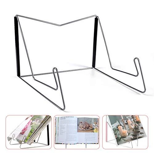 Fold-n-Stow Book Stands, Metal Bookstand Music Book Easel Display 1pc,silver