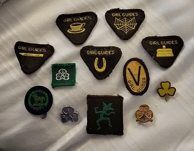 Collection Girl Guide badges job lot 12  circa early 1980 Fabric Metal & Enamel