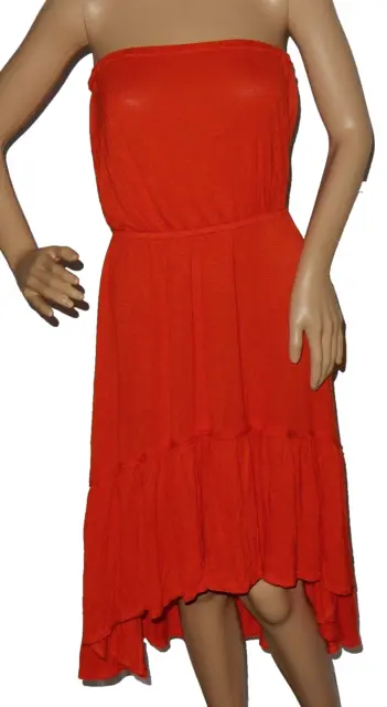 QSW Quicksilver Collection Midi Strapless Dress Sz XS Red Casual Tube Boho #