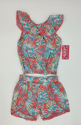 Floral 2 Piece Top Shirt & Short Set Summer Outfit Big Kids Girls Size 14/16