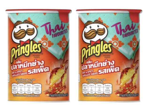 2 x Pringles Hot And Spicy Grilled Squid THAI Flavored Potato Chips Snack 42g