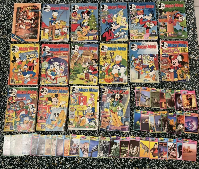 Micky Maus Hefte Konvolut 90er-Jahre 16 Hefte (1993-98) und 38 Sammelkarten
