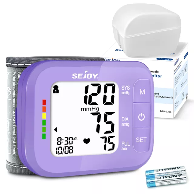 SEJOY Digital Automatic Blood Pressure Monitor Wrist LCD BP Machine Heart Rate