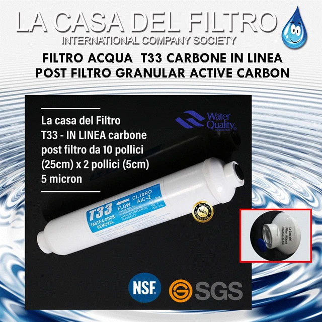 Fc135 Filtro Acqua Carbon Block 0,5 Attacco Rapido Osmosi Inversa - Foto 2