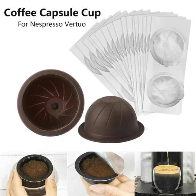 Coffee Capsule Cup Reusable Pods Foil Refillable Self Stick Fit Nespresso Vertuo 3