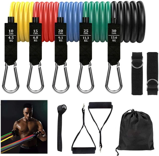 Exercise Bands Resistance Set with Bigger Handles and Bag, 100LB