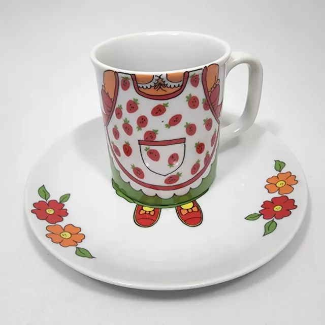 Vintage Fred Roberts Company Strawberry Apron Cup Mug Saucer Japan San Francisco