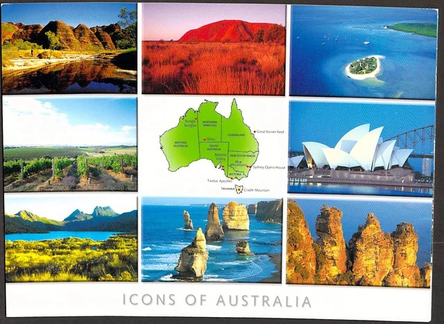 L1984 Australia Icons 9 image Multiview postcard