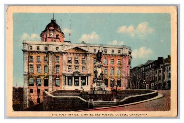 The Post Office L'Hotel Des Postes Quebec Canada c1945 Postcard