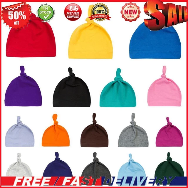0-24M Cappello Caldo Bambini Neonati Ragazze Bambini Colori Solidi Cappellino Annodato