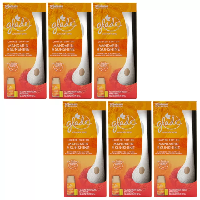 Glade Automatique Spray 6 X Mandarin & Ensoleillement 269ml Raum Arôme -