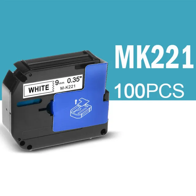 Compatible for Brother P-Touch Label Maker M-K MK 221Tape Cartridges 3/8" 100PCS