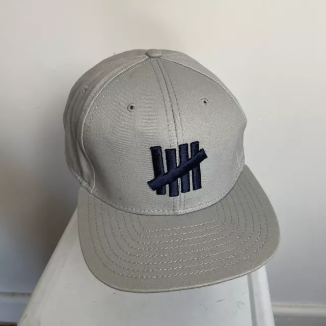 Undefeated Hat Grey Snapback Unisex Adults Cotton One Size Embroidered Logo