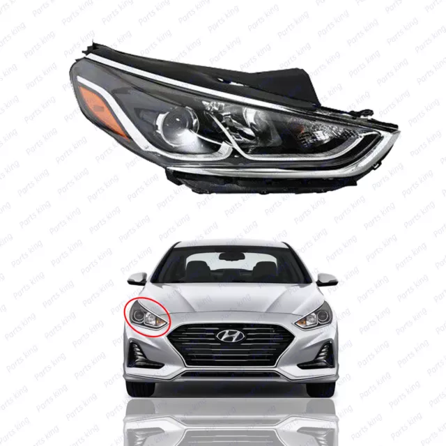 For 2018 2019 Hyundai Sonata Passenger Halogen Headlight Assembly Passenger Side