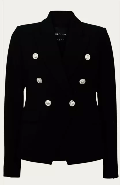 DECJUBA CARLY BLACK Double Breasted Blazer Jacket Size 10 Silver Buttons Lined 119.50 PicClick AU