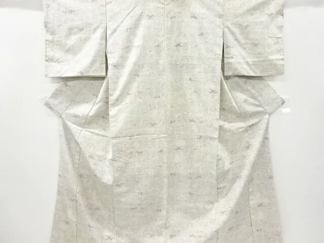 6825707: Japanese Kimono / Antique Kimono / Tokamachi Tsumugi / Woven Bamboo Gra