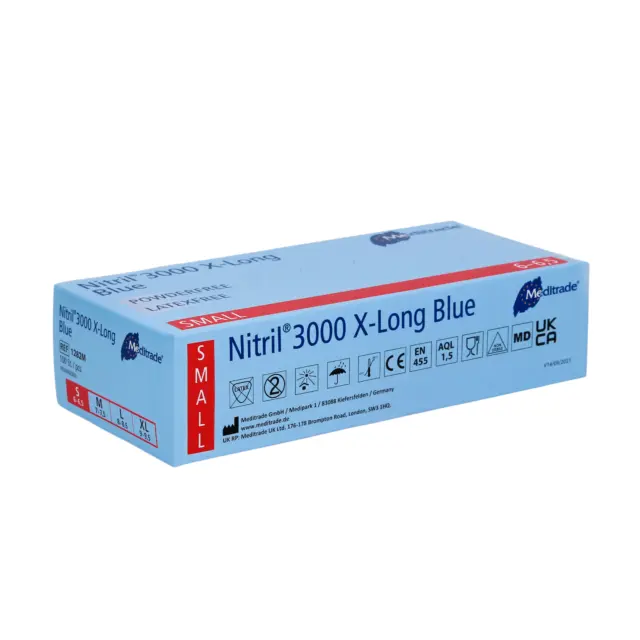 Meditrade Nitril 3000 X-Long 100 Stk. Nitrilhandschuhe extralang, blau