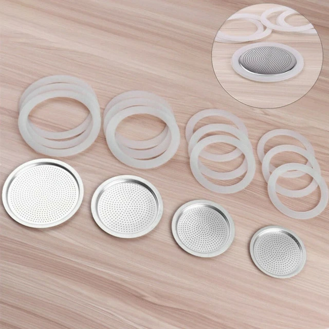 Filtres Et Joints Pour Cafetière Moka 12 Tasses DITOSH | 2 Filtres Acier Inox + 3 Joints Silicone | Pièces De Rechange