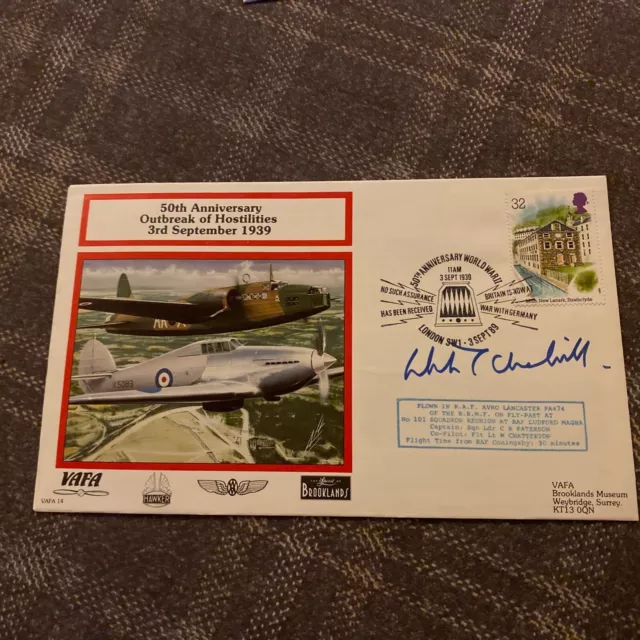 Rare FDC 50th Anniversary WW2 1989 Signed By Winston Churchill’s Grandson VAFA14