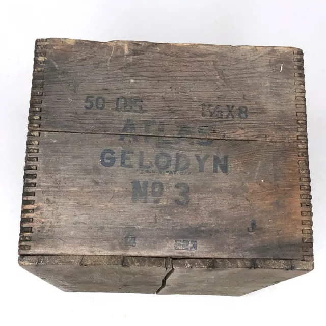 VTG 30s 40s Atlas Powder Co Explosives Handmade Box Mining Advertising Rustic 5