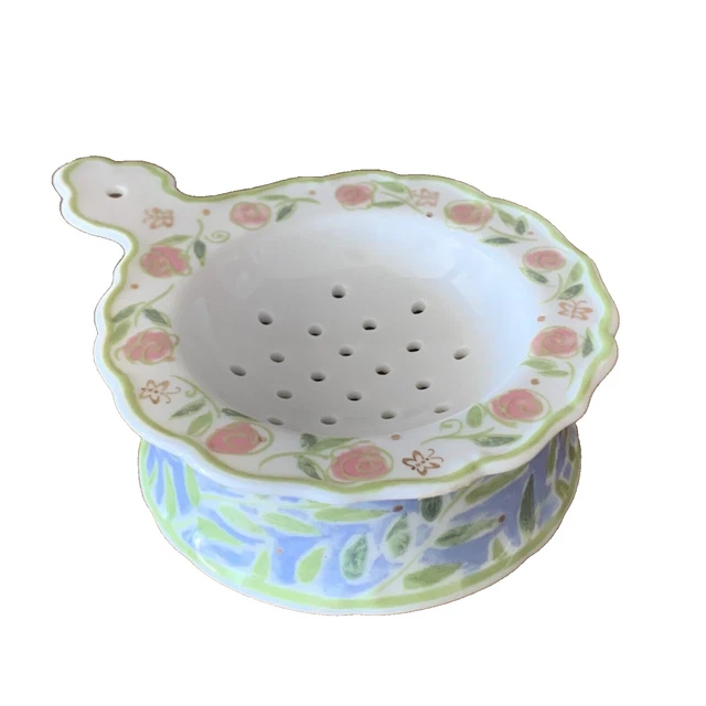 VINTAGE ANDREA BY Sadek Porcelain Tea Strainer 2 Piece Set Made in