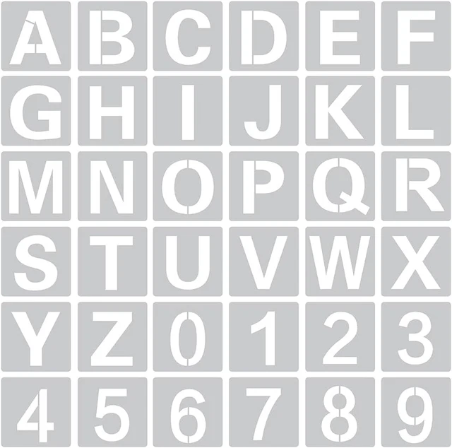 LETTER STENCILS Alphanumeric Stencil 36 Pcs Reusable Alphabet & Number ...
