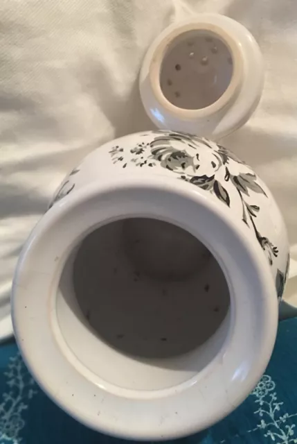 Ralph Lauren HTF 8.5" Ceramic Ginger Jar Potpourri Urn Black Toile Roses 3