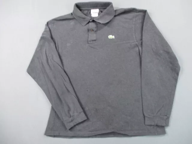 Lacoste Shirt Mens Medium Size 6 Gray Polo Embroidered Croc Logo Casual Preppy