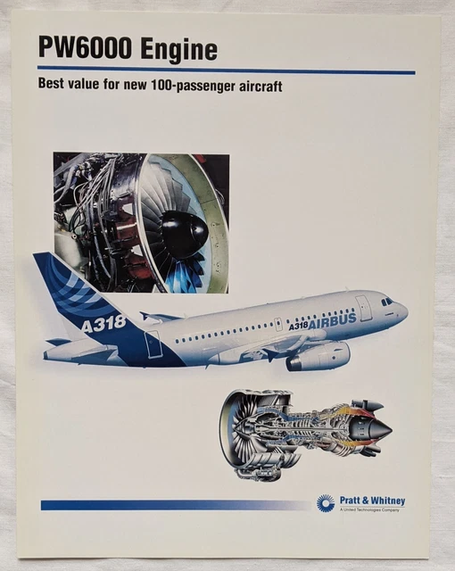 RARE MINT CONDITION, PW6000 (Pratt & Whitney) double-sided info-card £5 ...