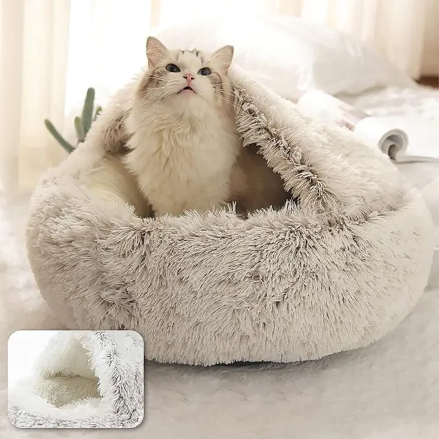 Fluffy Plush Pet Bed Dog Cat Round Cuddler Cushion Mat Puppy Calming Kennel Nest