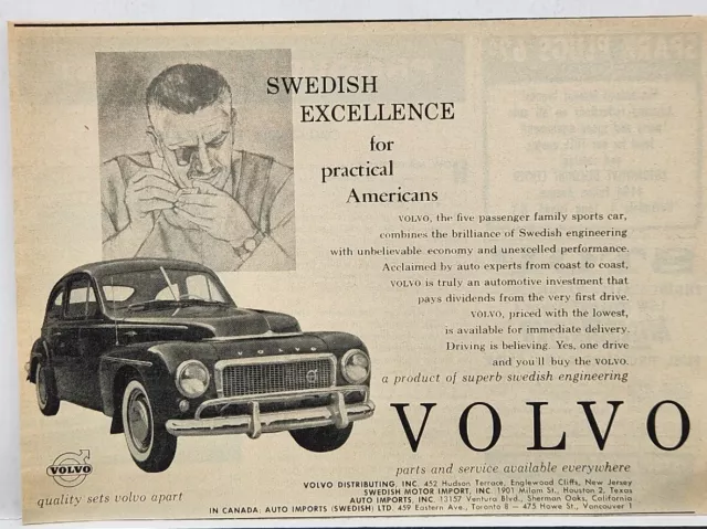 1958 Volvo Sedan Swedish Excellence Vintage Print Ad