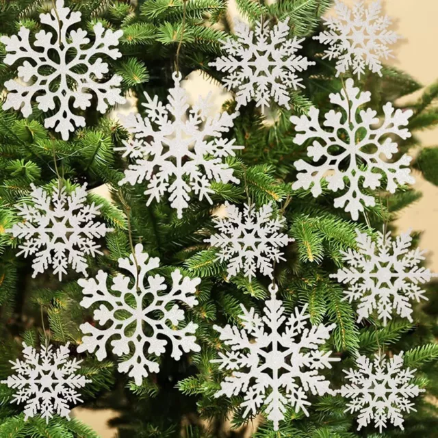 Ornements de flocon de neige blanc de noël, 6 pièces, flocons de neige à...