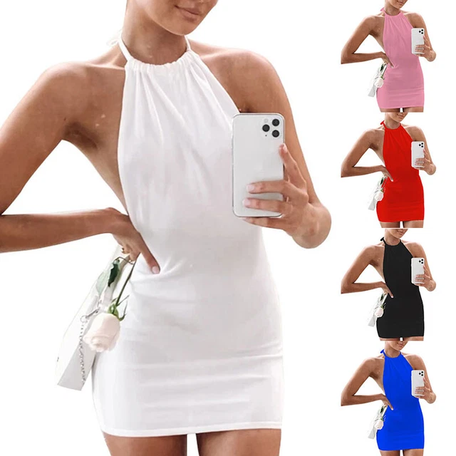 Femmes Sexy Dos-Nu Moulant Mini Courte Soirée Plage Club Robes Ro *