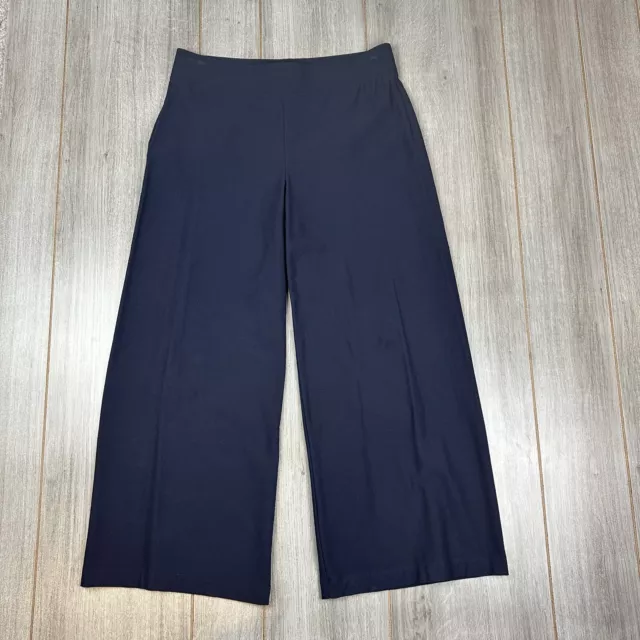 Eileen Fisher Pull on Pants Ankle Gaucho Stretch Crepe Size XS Blue Made In USA