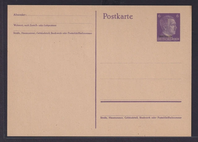 Besetzung Ostland Weltkrieg Ganzsache Aufdruck Hitler 6 Pfg. Deutsches Reich