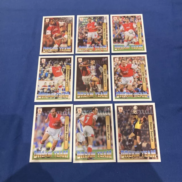 Futera Arsenal FC 1997- x9 carte quasi complete sottoinsieme Dream Team Wright ecc.