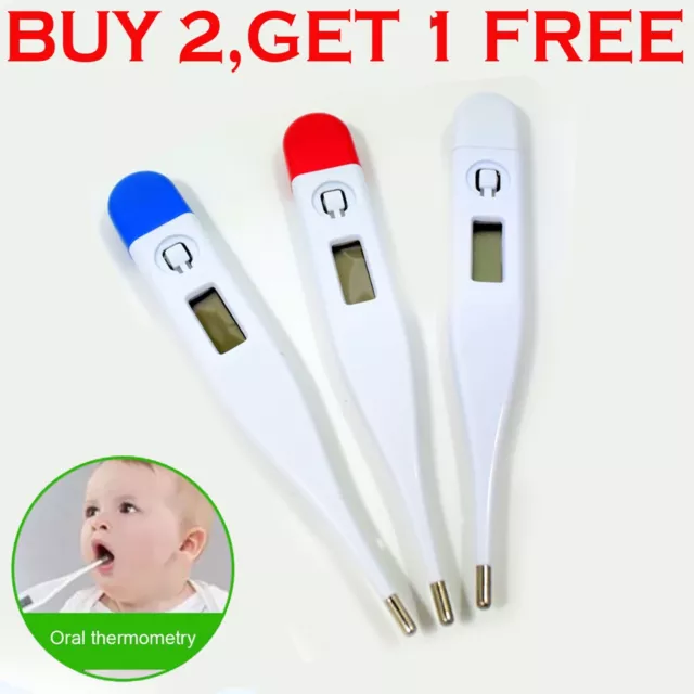 Digital Thermometer Medical LCD Audible Alarm Oral Ear Body Arm Fever