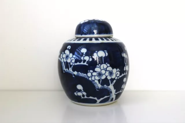 Fine - Antique Chinese Late Qing Blue & White Prunus & Blossom Porcelain Jar