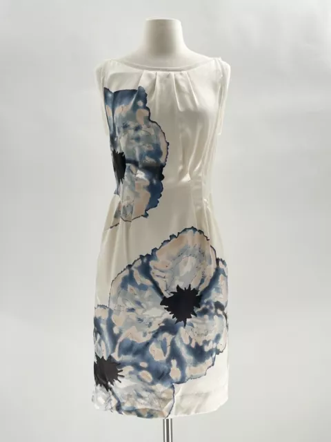 Women’s DVF Silk Dress Size 8 Mazerine Ink Flower Diane Von Furstenberg